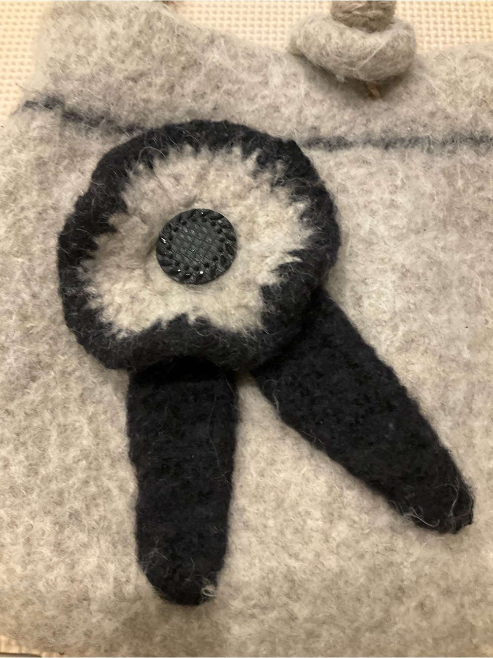 Handcrafted Felted Wool Rosette Shoulder Bag – Heather Grey - Picture 4 of 7